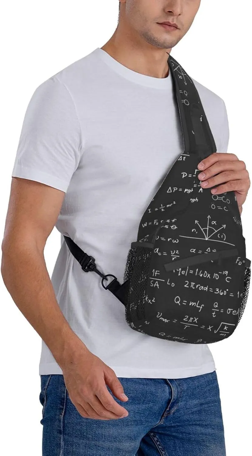 Math Science Formula Equation Sling Bag for Women Men Crossbody Sling Backpack Travel Hiking Daypack Chest Shoulder Bag with Adjustable Strap