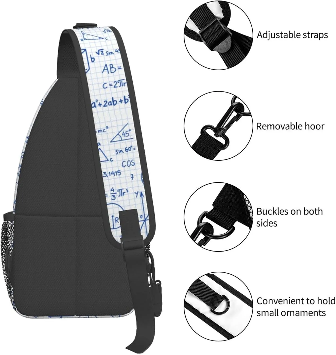 Math Shoulder Bag Teachers Sling Backpack Daypack Casual Bag Mathematics Backpack Bag for Outdoor