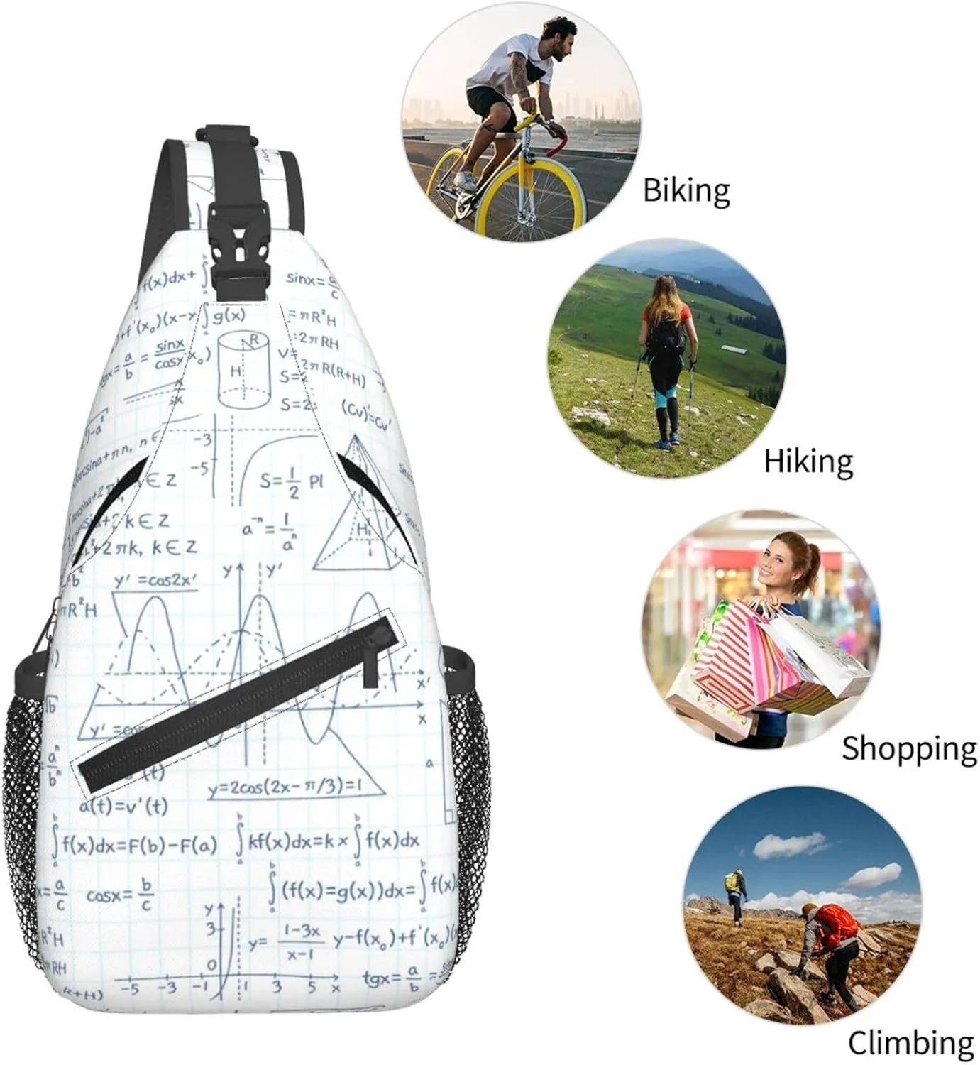 Math Shoulder Bag Teachers Sling Backpack Daypack Casual Bag Mathematics Backpack Bag for Outdoor