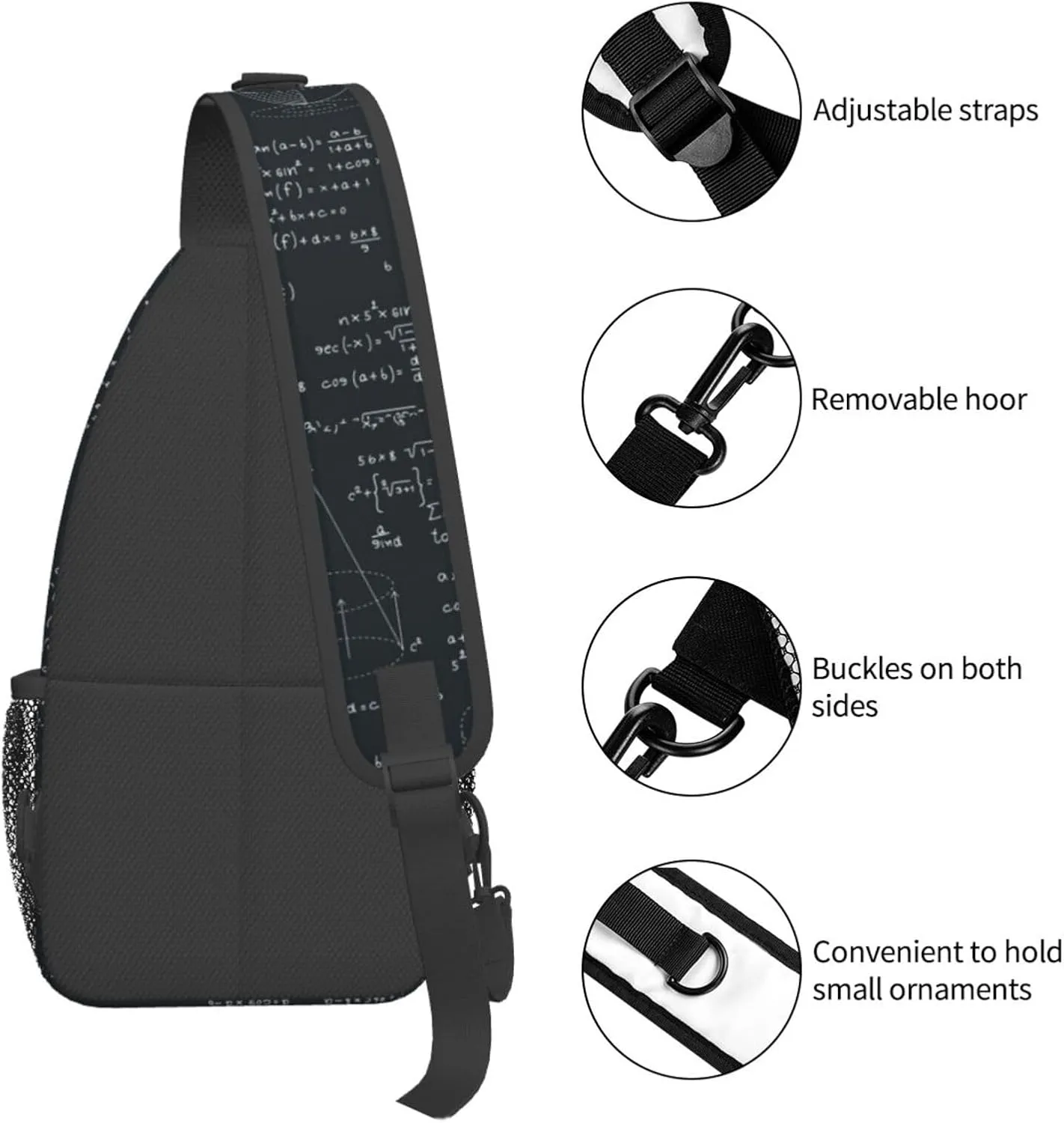 Math Shoulder Bag Teachers Sling Backpack Daypack Casual Bag Mathematics Backpack Bag for Outdoor