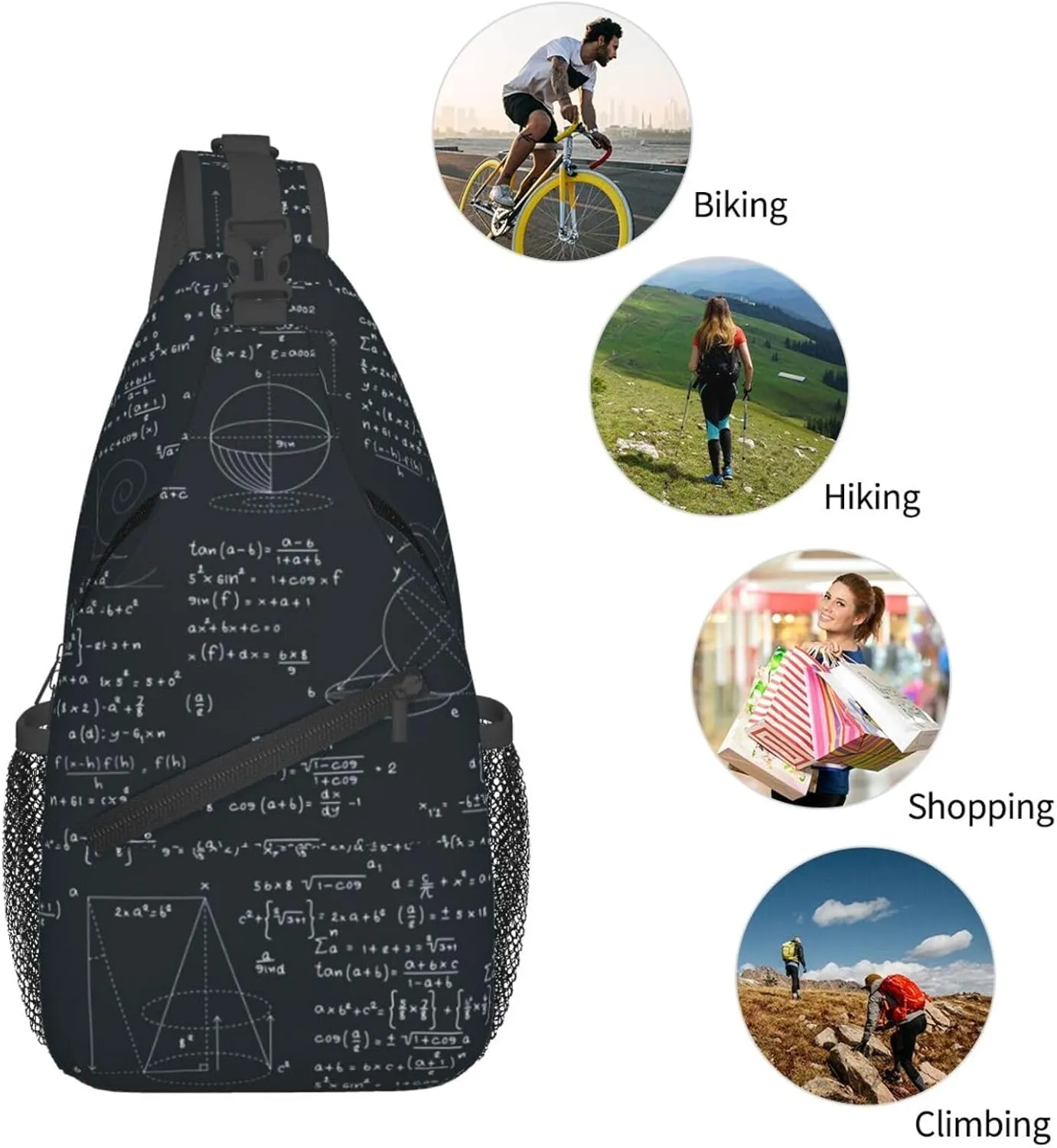 Math Shoulder Bag Teachers Sling Backpack Daypack Casual Bag Mathematics Backpack Bag for Outdoor