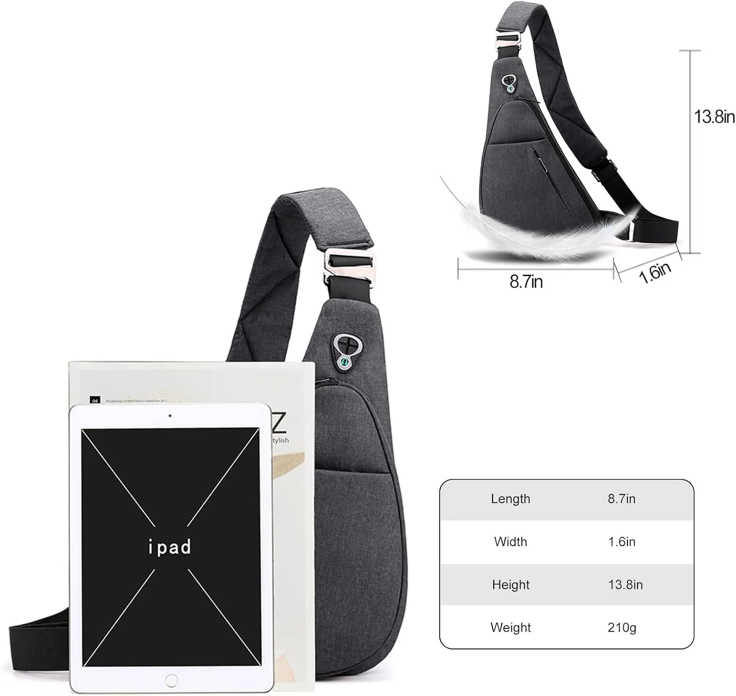 MAXTOP Anti Theft Crossbody Travel Bag for Men Women Slim Sling Shoulder Bag with Adjustable Strap