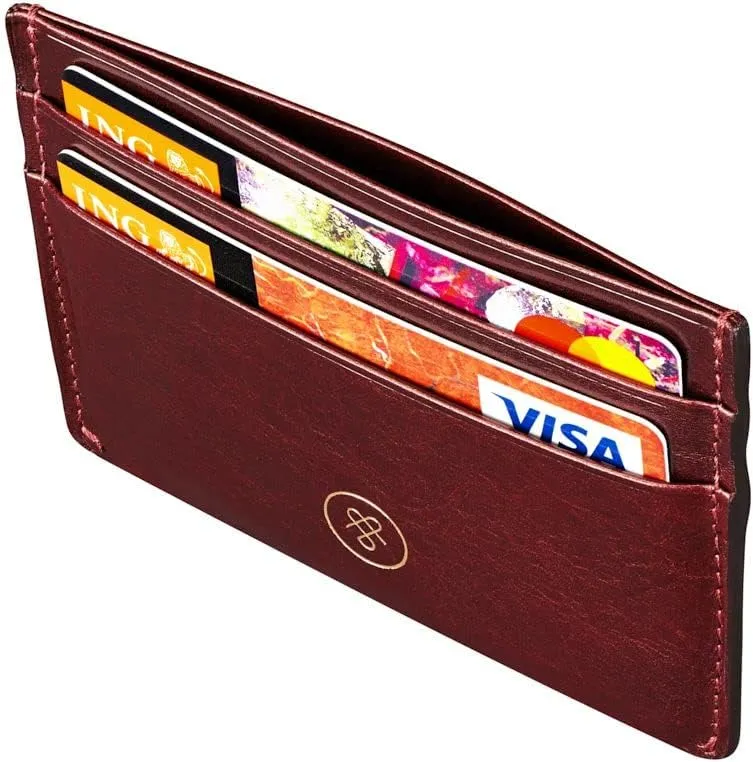 Maxwell Scott - Womens Luxury Leather Credit Card Holder Wallet - Made from Premium Italian Hides - The Savona Burgundy Red