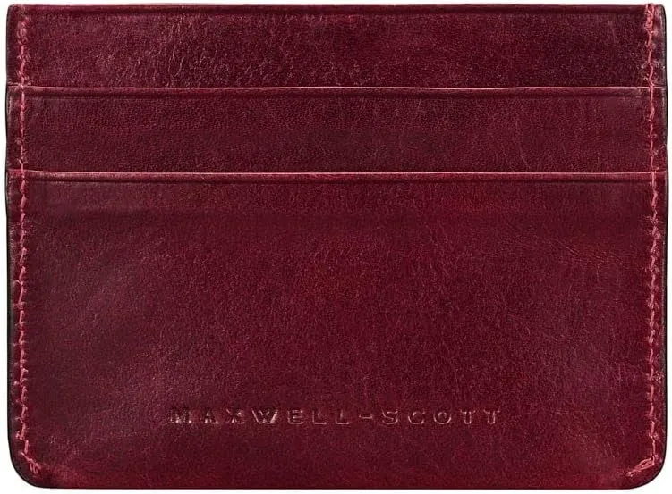 Maxwell Scott - Womens Luxury Leather Credit Card Holder Wallet - Made from Premium Italian Hides - The Savona Burgundy Red