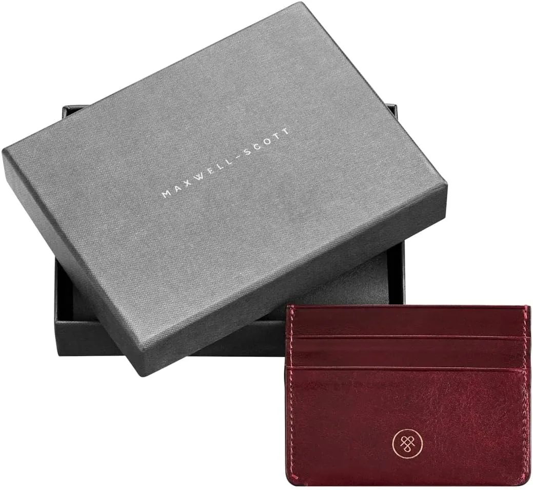 Maxwell Scott - Womens Luxury Leather Credit Card Holder Wallet - Made from Premium Italian Hides - The Savona Burgundy Red