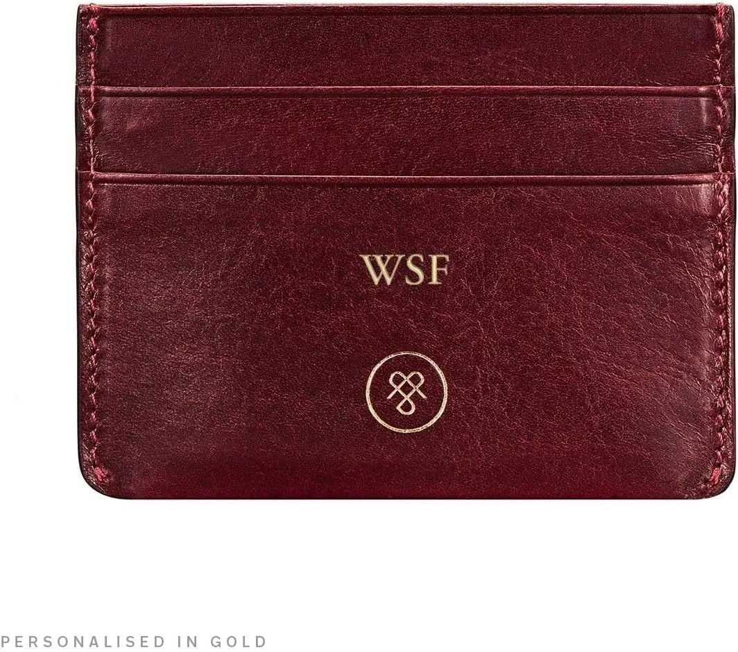 Maxwell Scott - Womens Luxury Leather Credit Card Holder Wallet - Made from Premium Italian Hides - The Savona Burgundy Red