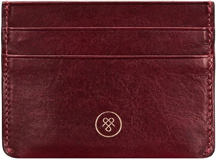 Maxwell Scott - Womens Luxury Leather Credit Card Holder Wallet - Made from Premium Italian Hides - The Savona Burgundy Red