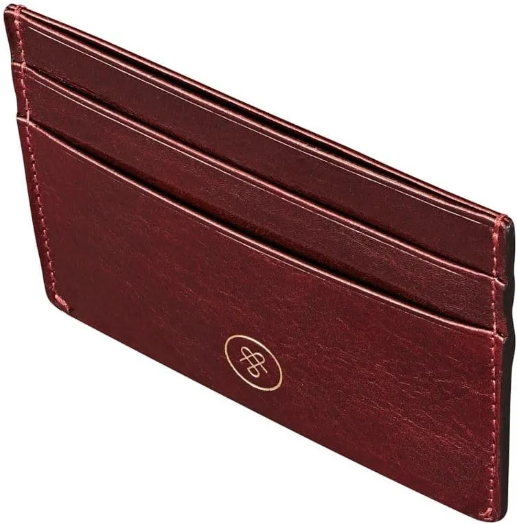 Maxwell Scott - Womens Luxury Leather Credit Card Holder Wallet - Made from Premium Italian Hides - The Savona Burgundy Red
