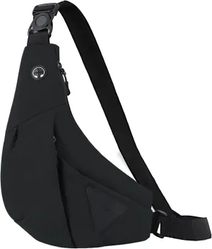 MAYMOONER Men Small Sling Shoulder Crossbody Bag, Lightweight Anti-theft One Strap Casual Chest Bag Slim Backpack for Outdoor Walking Trip Hiking Biking Fits Up to 8.3 inch iPad Mini (Black)