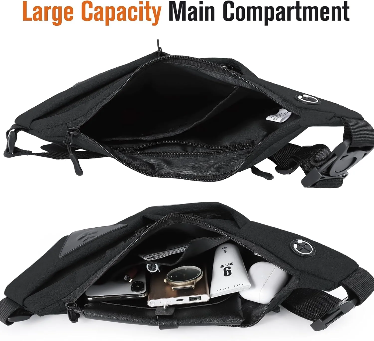 MAYMOONER Men Small Sling Shoulder Crossbody Bag, Lightweight Anti-theft One Strap Casual Chest Bag Slim Backpack for Outdoor Walking Trip Hiking Biking Fits Up to 8.3 inch iPad Mini (Black)