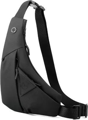 MAYMOONER Small Sling Shoulder Crossbody Bag Men Women, Lightweight Anti-theft One Strap Casual Chest Bag Slim Backpack for Outdoor Walking Trip Hiking Biking Black