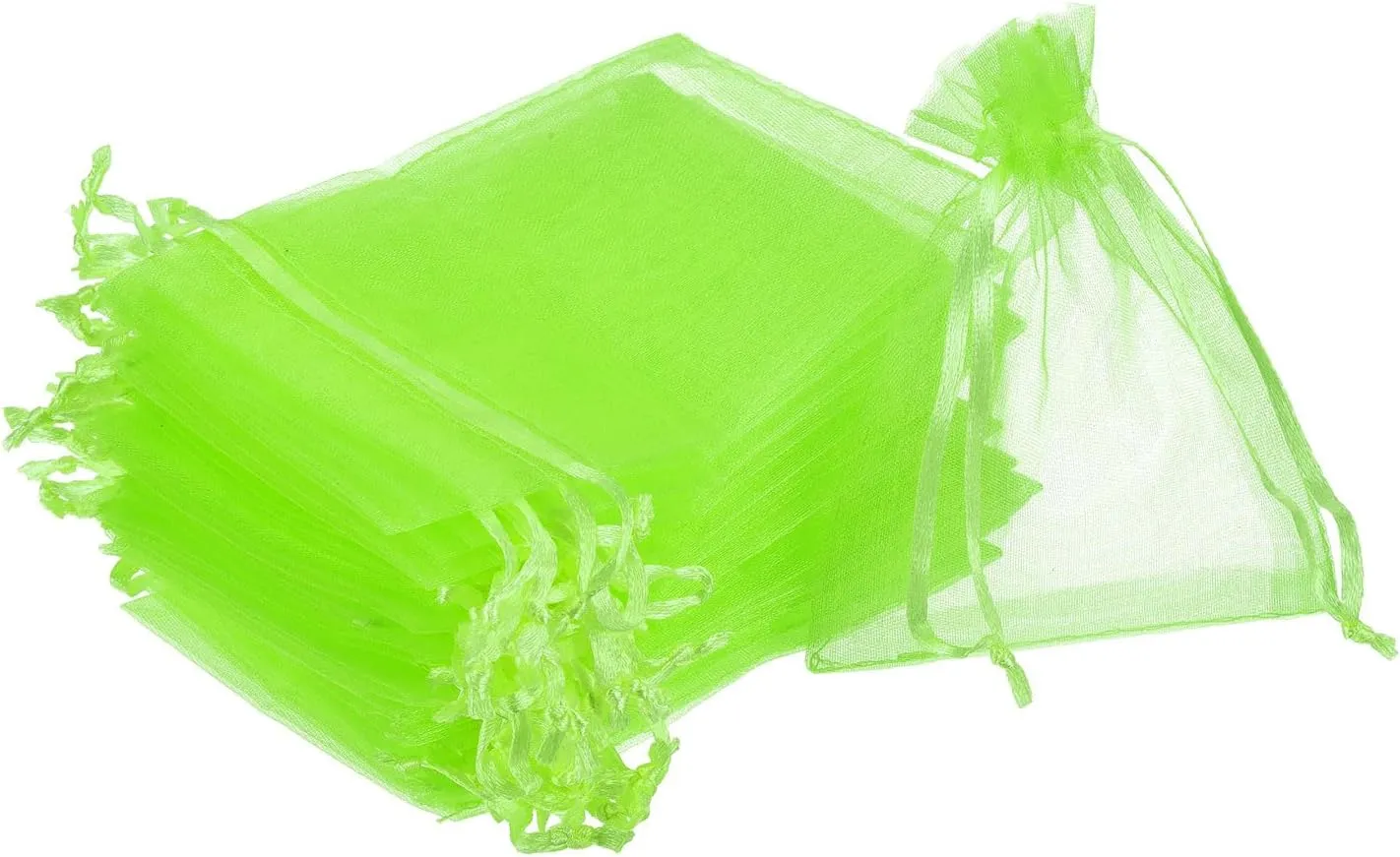 MECCANIXITY 100pcs Organza Bags 3x4 Inch Drawstring Favor Pouches Sheer Mesh Bag for Gift Jewelry Wedding Party Christmas Candy Deep Green