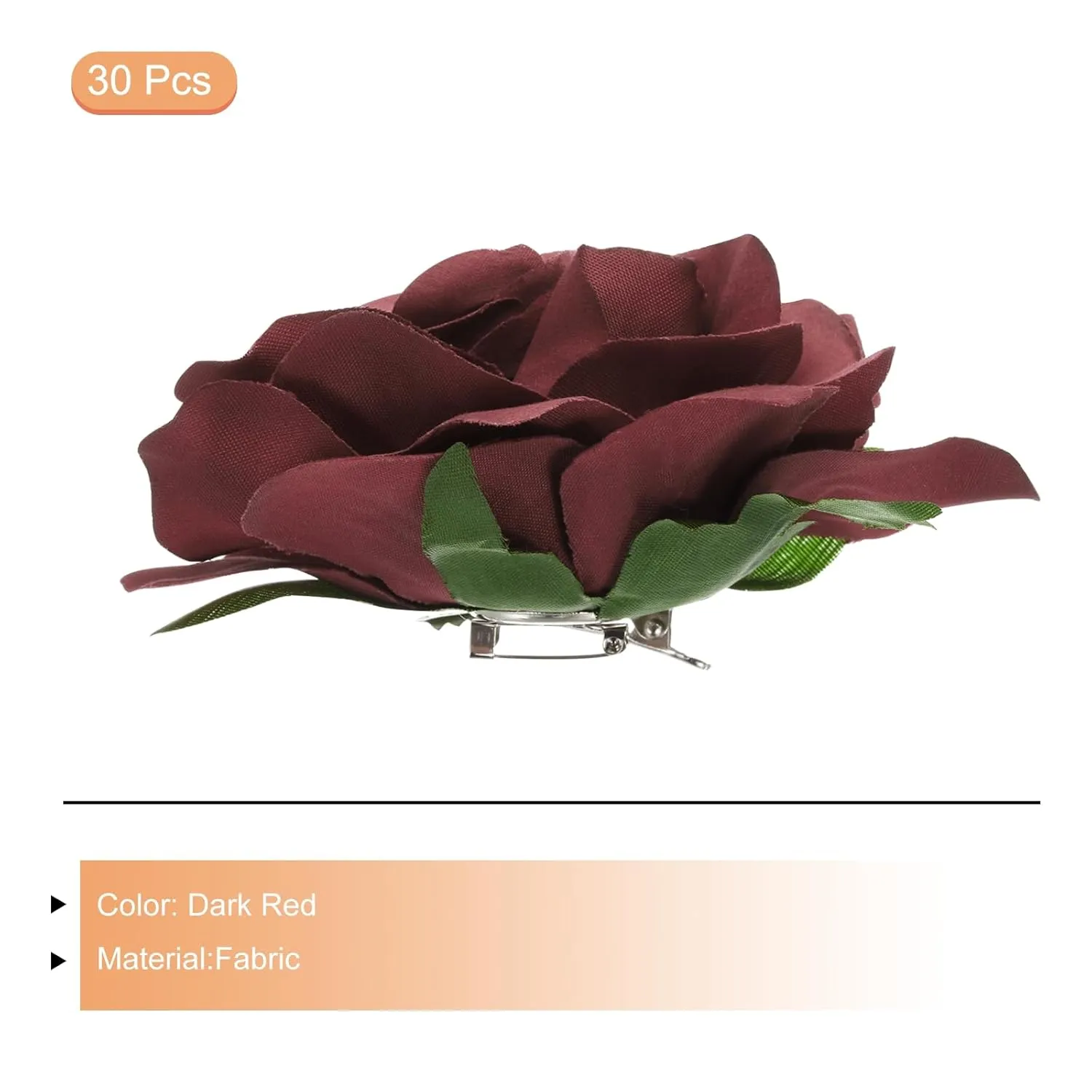 MECCANIXITY 30 Pcs Rose Flower Hair Clips 4 Inch Flower Hair Pins Flower Brooch for Women Hair Accessories Dark Red