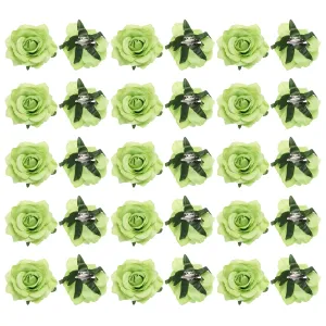 MECCANIXITY 30 Pcs Rose Flower Hair Clips 4 Inch Flower Hair Pins Flower Brooch for Women Hair Accessories Green