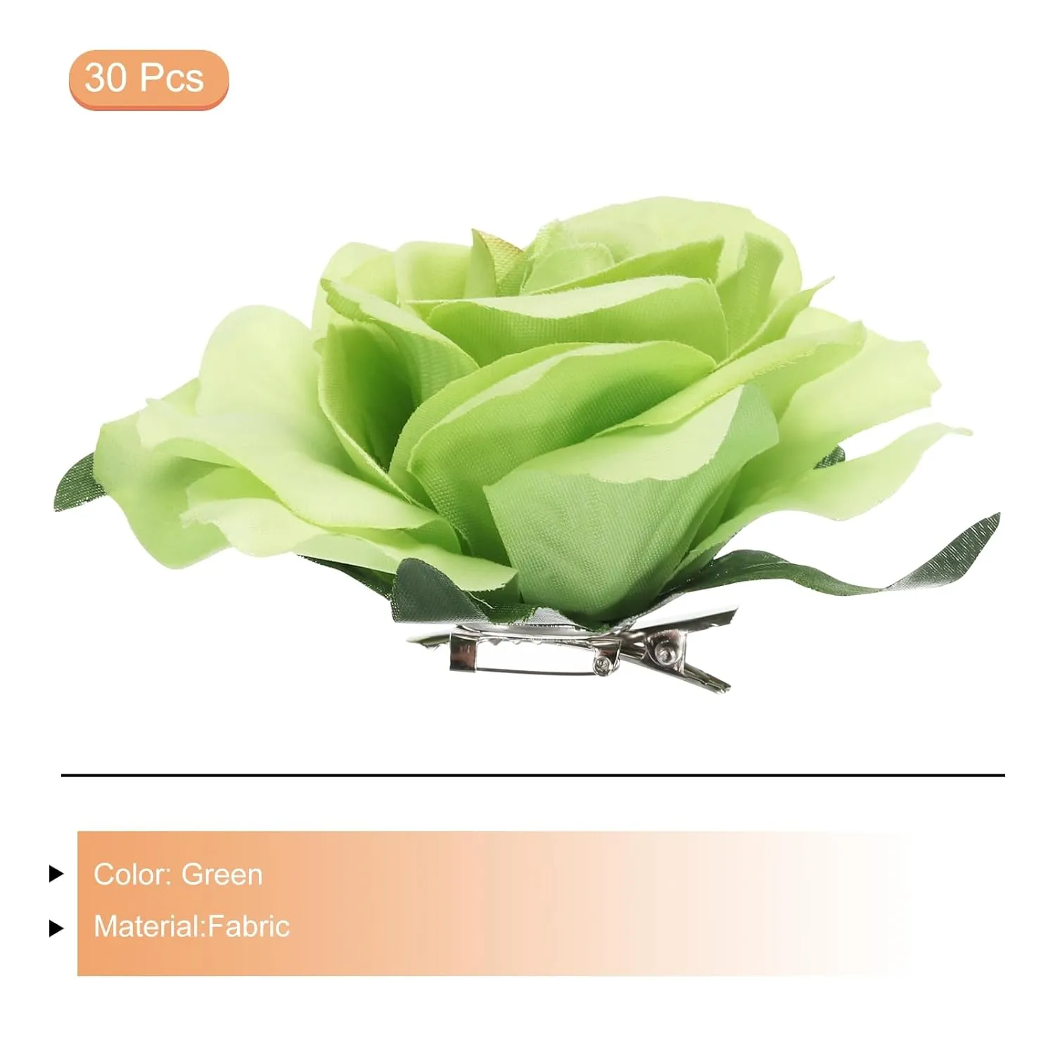 MECCANIXITY 30 Pcs Rose Flower Hair Clips 4 Inch Flower Hair Pins Flower Brooch for Women Hair Accessories Green