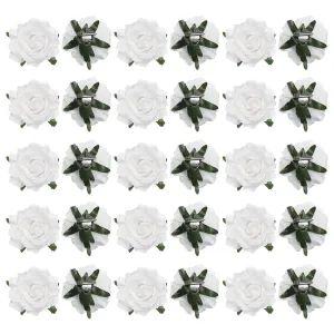 MECCANIXITY 30 Pcs Rose Flower Hair Clips 4 Inch Flower Hair Pins Flower Brooch for Women Hair Accessories White