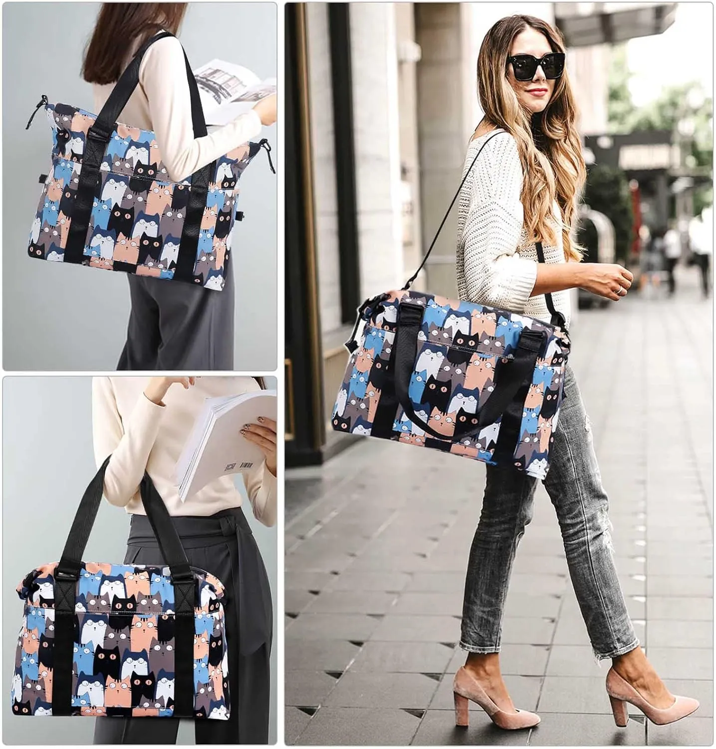 Medium Duffle Bag Travel Tote Bags 18 Inch Sport Gym Bag for Women Men Light Weekender Overnight Hospital Carry on Bag with Wet Pocket Beach Yoga Workout Mommy Diaper Bag