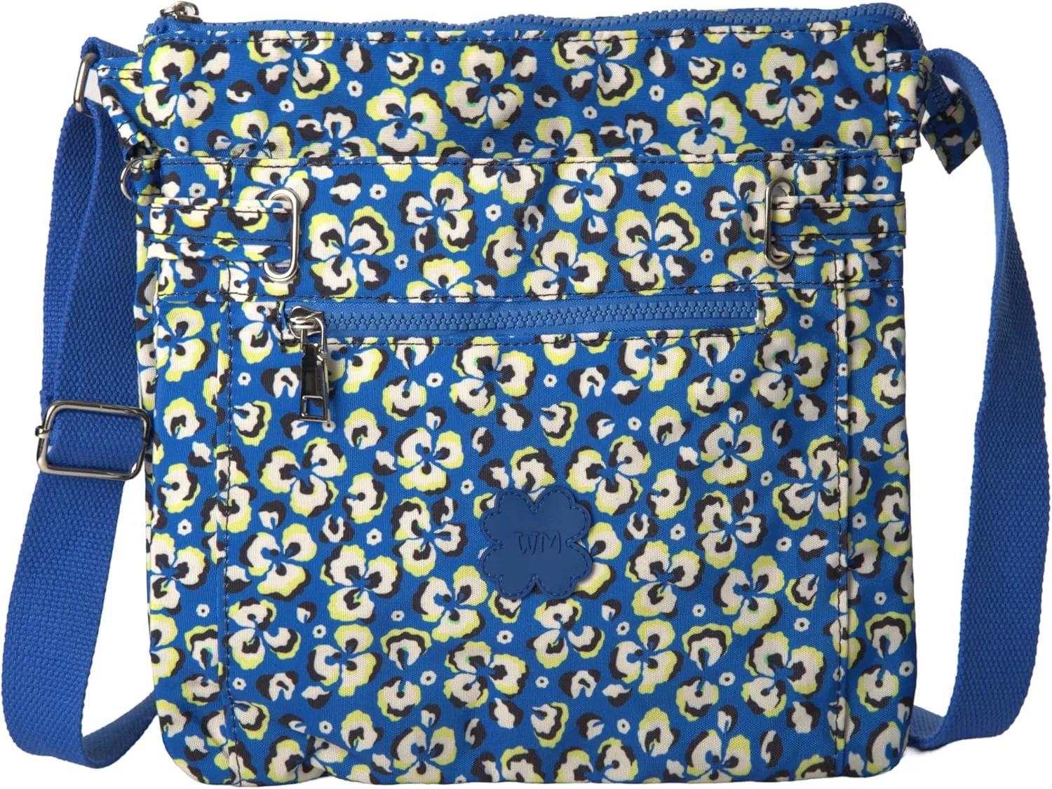Medium Size Lightweight Fabric Multi Zip Compartment's Womens Messenger Crossbody Shoulder Bag - Ava