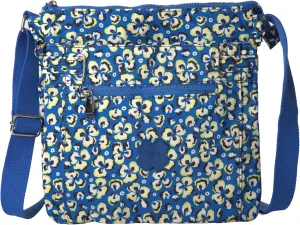 Medium Size Lightweight Fabric Multi Zip Compartment's Womens Messenger Crossbody Shoulder Bag - Ava