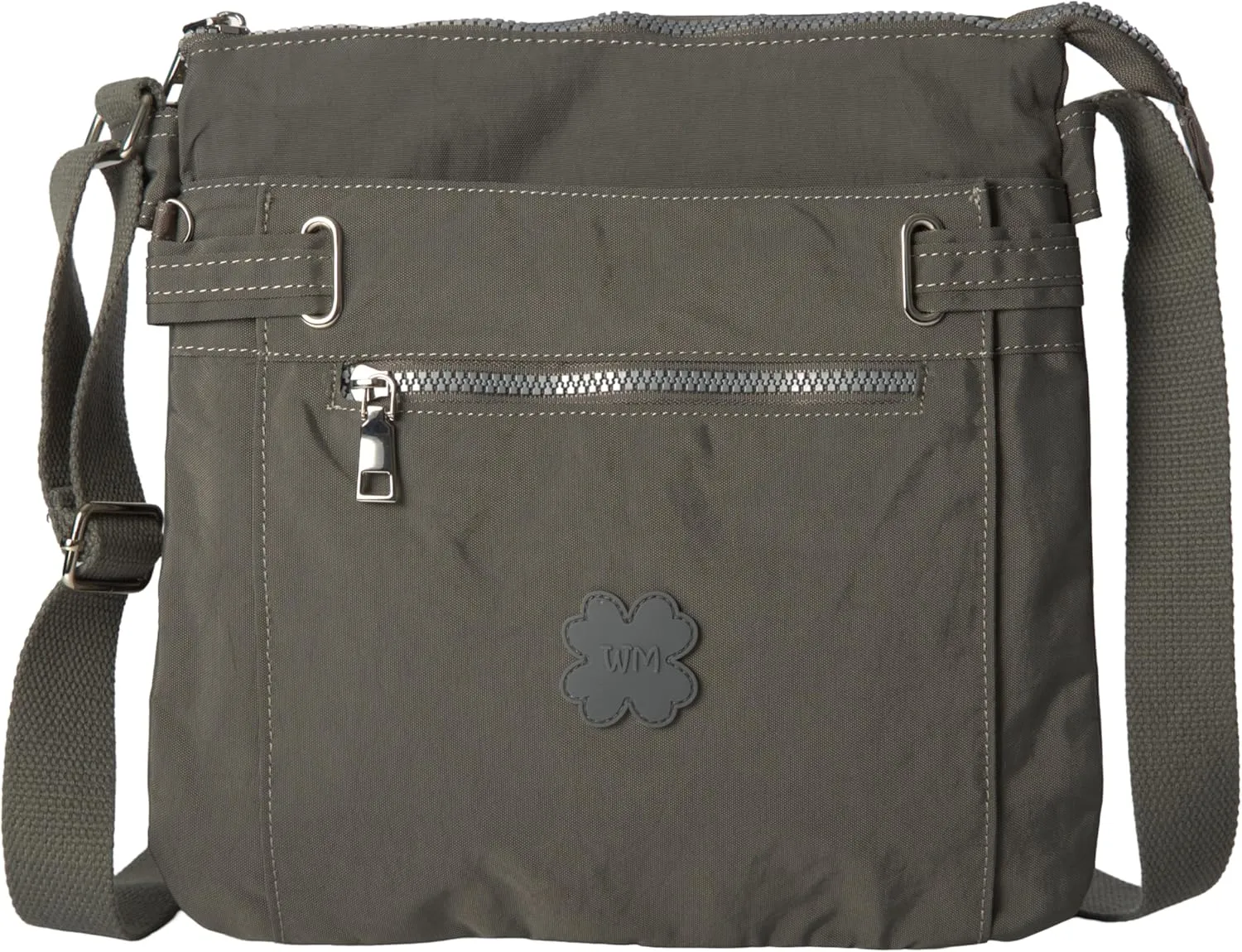 Medium Size Lightweight Fabric Multi Zip Compartment's Womens Messenger Crossbody Shoulder Bag - Ava