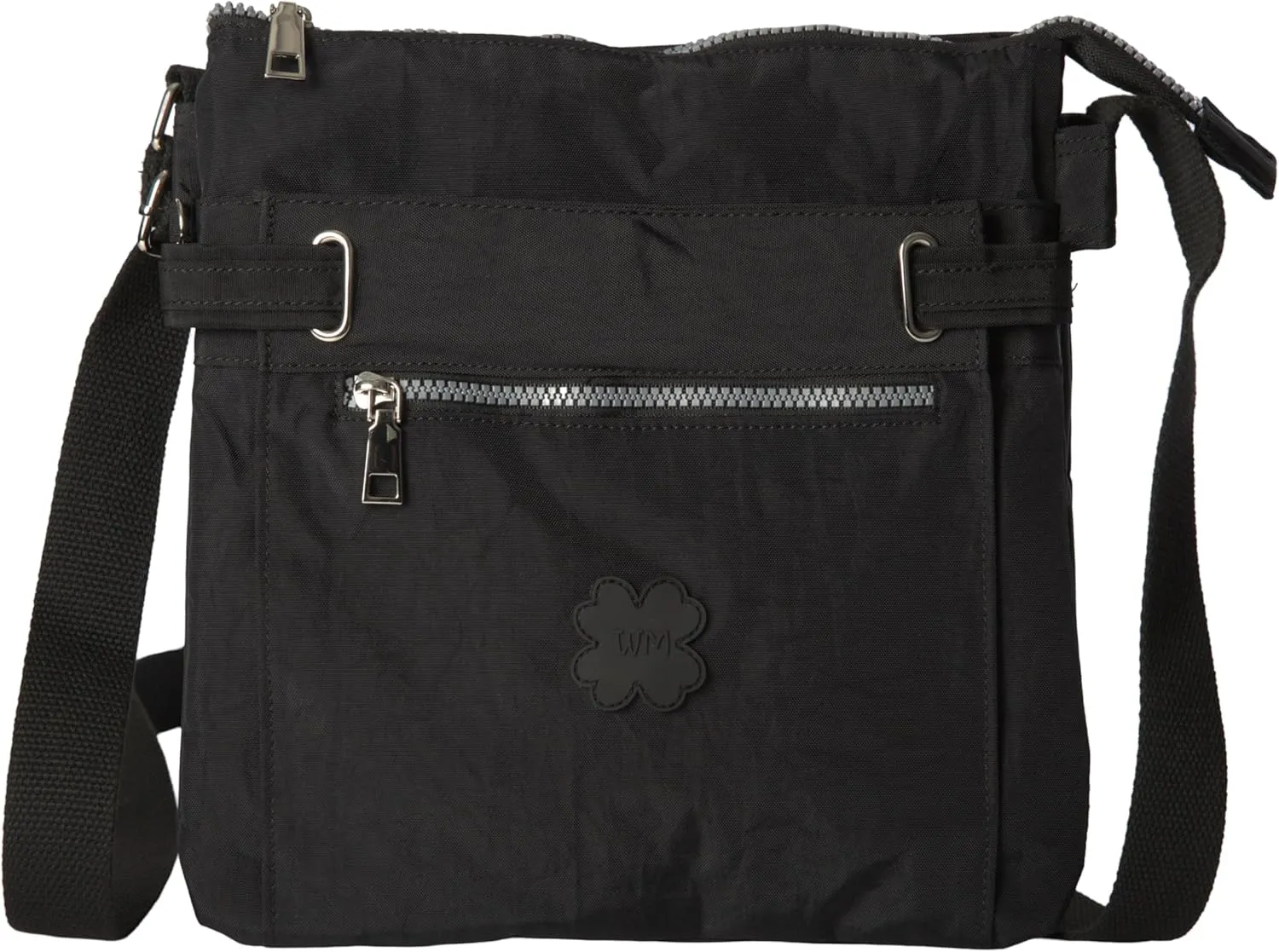 Medium Size Lightweight Fabric Multi Zip Compartment's Womens Messenger Crossbody Shoulder Bag - Ava