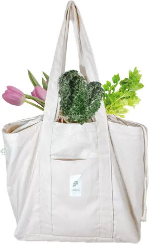 MEEAE - Sustainable Drawstring Canvas Bag, Durable XL Tote, Reusable 14oz Bag