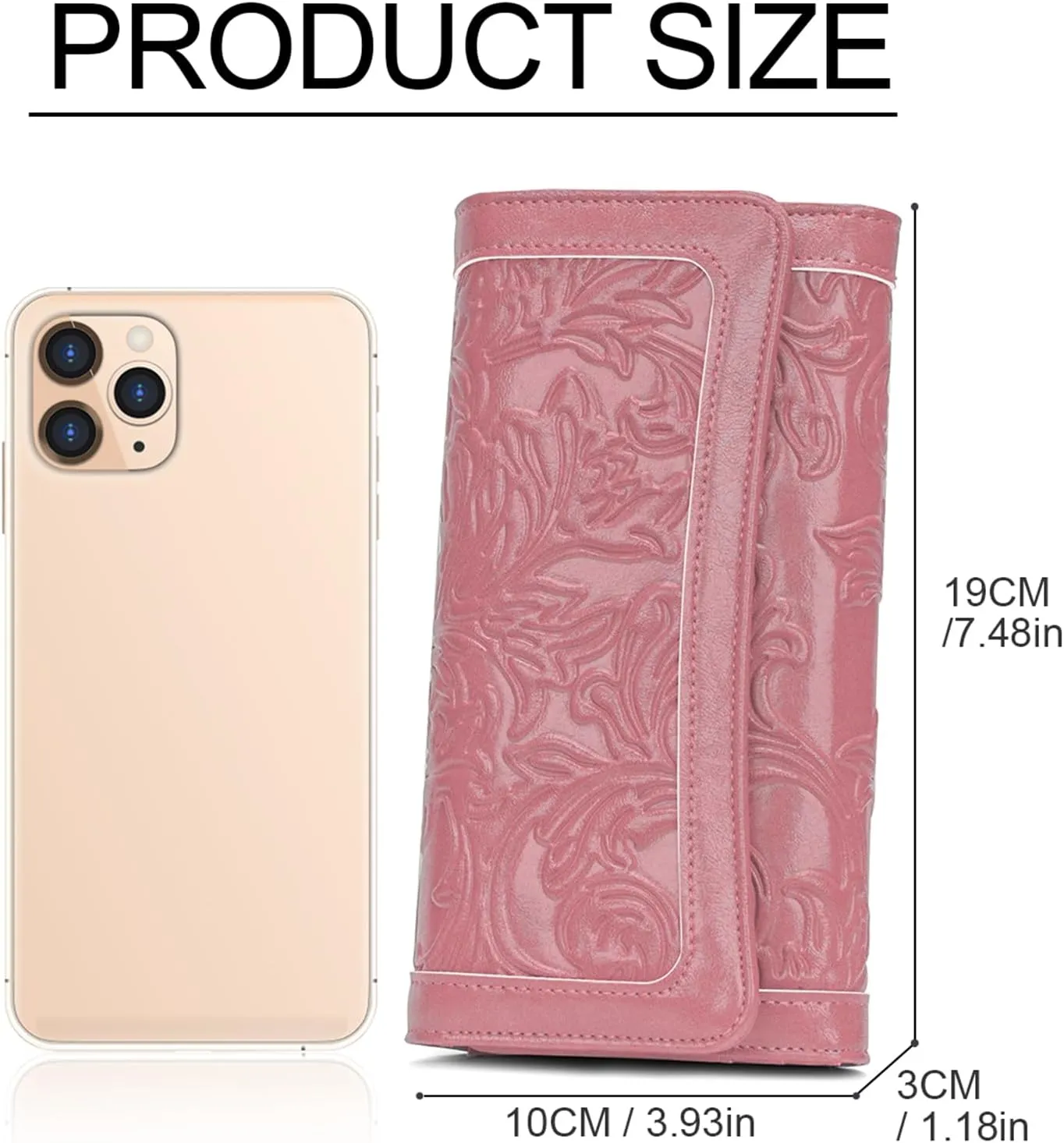 MEITRUE Women's Wallet Leather RFID Blocking Trifold Ladies Purse Embossed long Clutch Card Holder Phone Checkbook Organizer