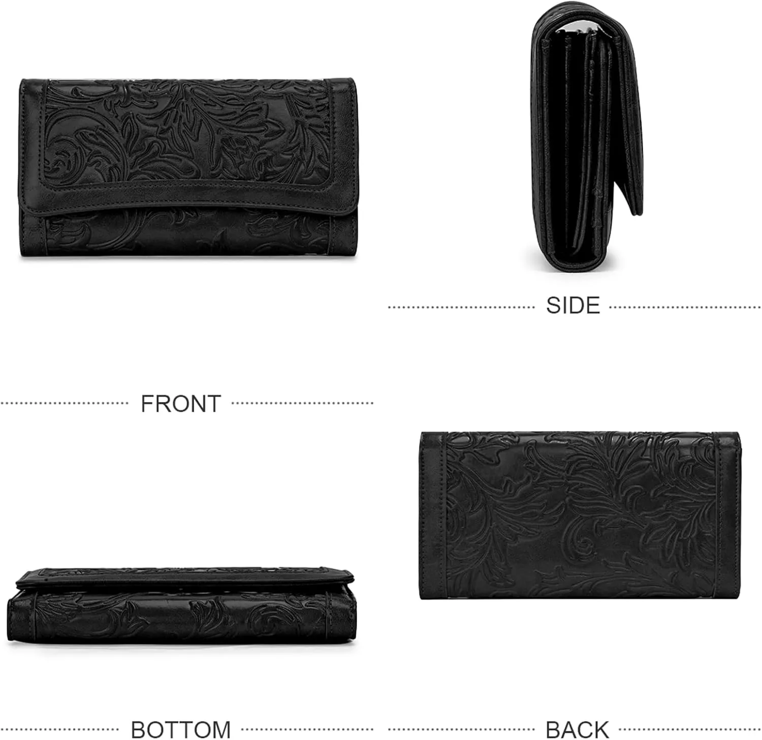 MEITRUE Women's Wallet Leather RFID Blocking Trifold Ladies Purse Embossed long Clutch Card Holder Phone Checkbook Organizer