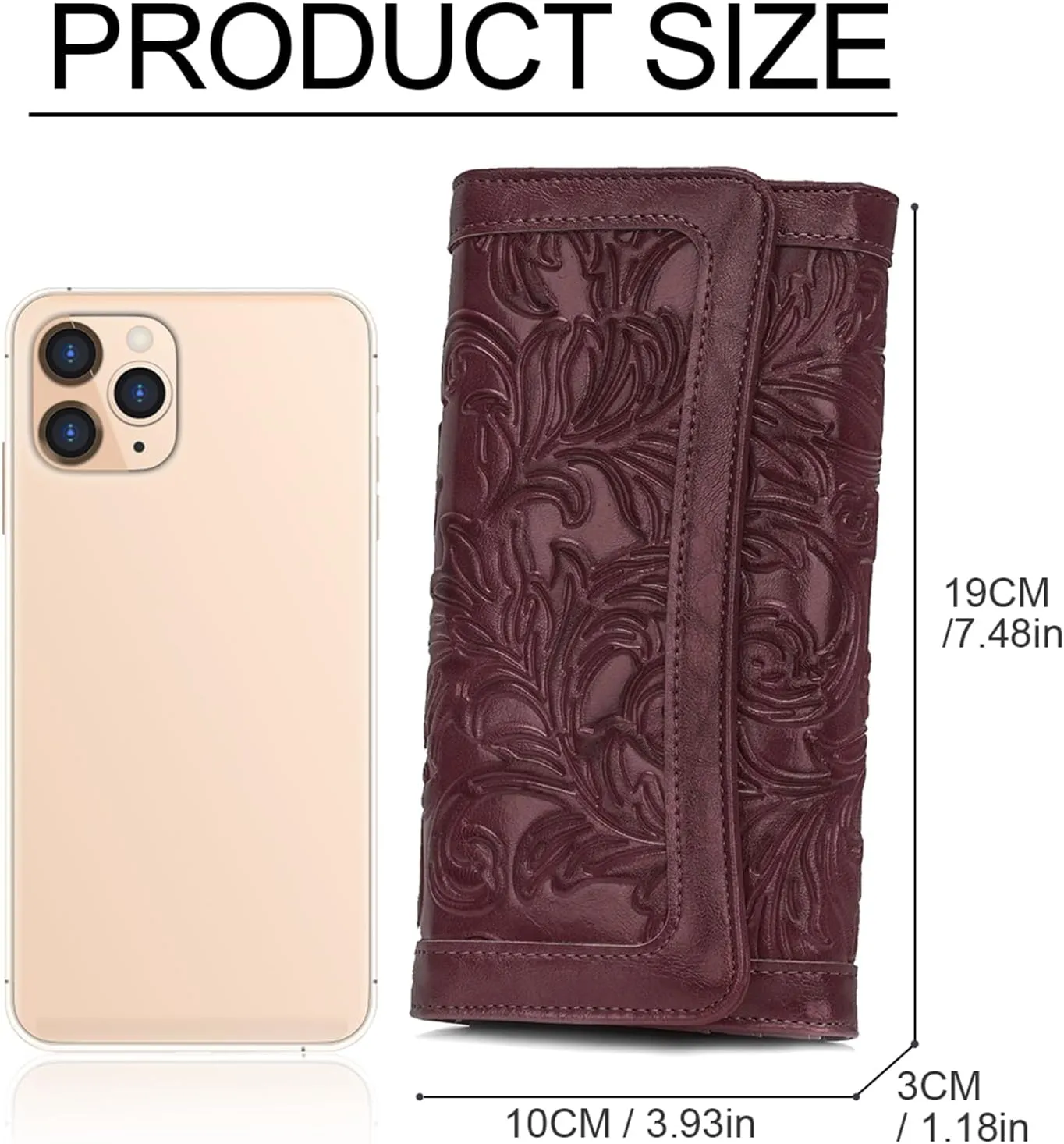 MEITRUE Women's Wallet Leather RFID Blocking Trifold Ladies Purse Embossed long Clutch Card Holder Phone Checkbook Organizer
