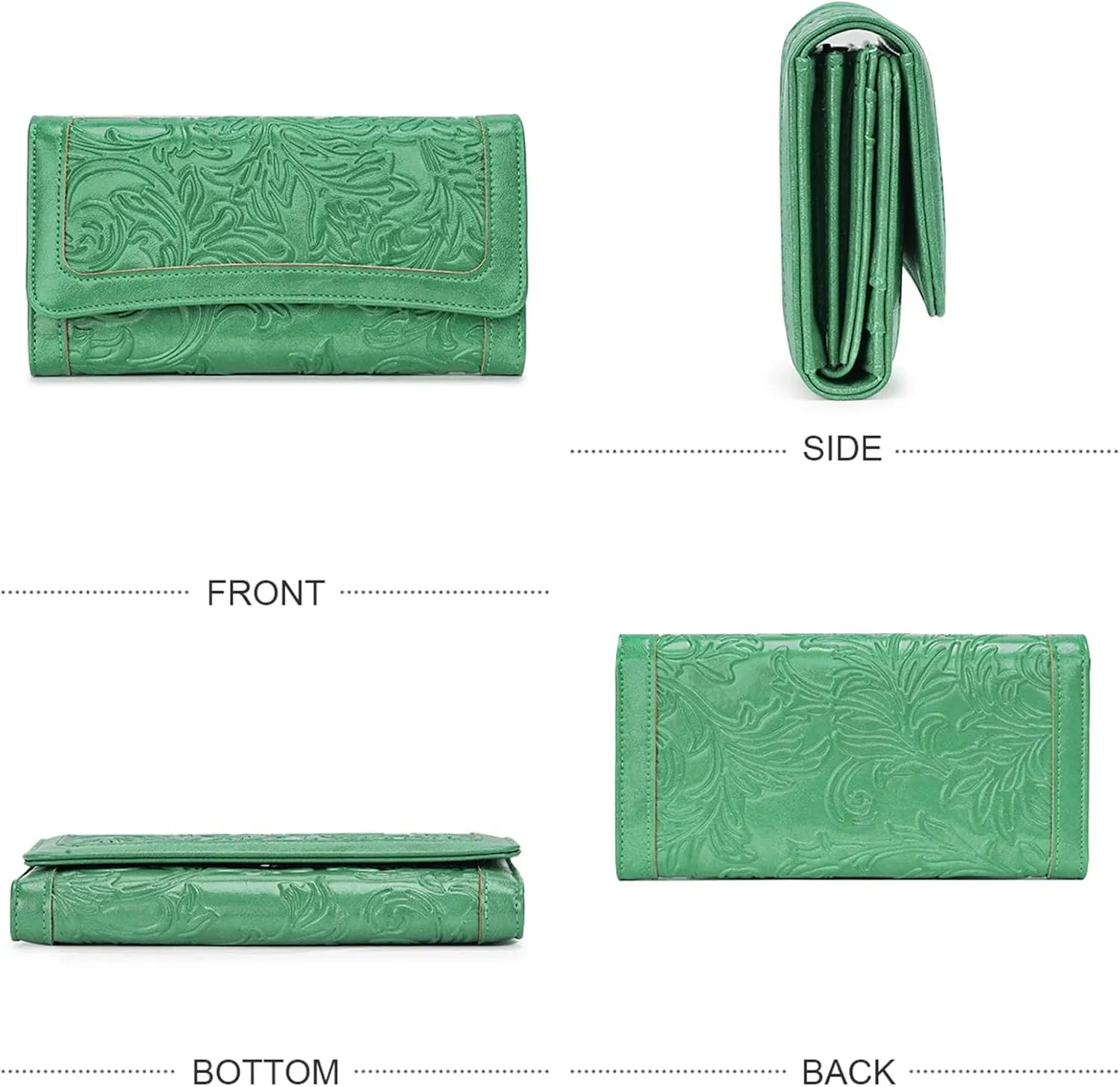 MEITRUE Women's Wallet Leather RFID Blocking Trifold Ladies Purse Embossed long Clutch Card Holder Phone Checkbook Organizer