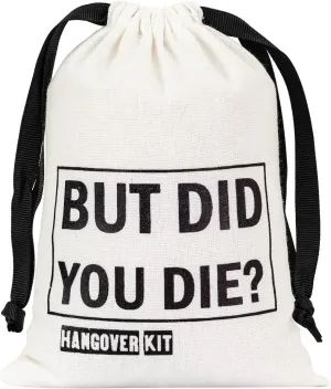MEJOY 10 Pack Hangover Kit, 5x7 In BLACK Foil BUT DID YOU DIE Recovery Kit Bags for Bachelor Party, Bachelorette Bridal Shower Pouches With Drawstring, Wedding Favors Decor