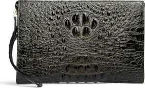 Men Clutch Bag Genuine Leather Purse Wristlet Handbag Envelope Bag Crocodile Embossed Personalized Zipper Wallets…