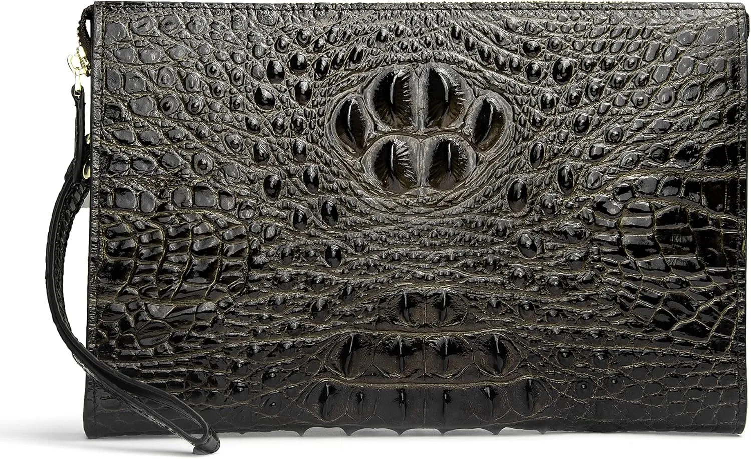 Men Clutch Bag Genuine Leather Purse Wristlet Handbag Envelope Bag Crocodile Embossed Personalized Zipper Wallets…