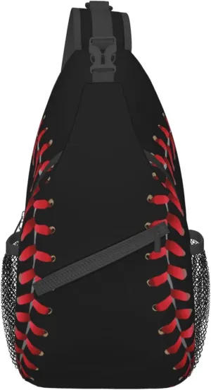 Men Women Sling Bag Premium Cool Black Baseball Sport Softball American Sling Bag Multipurpose Sling Shoulder Backpack For Gym, Cycling, Running, Bicycle