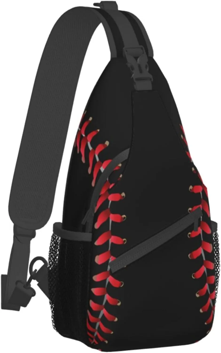 Men Women Sling Bag Premium Cool Black Baseball Sport Softball American Sling Bag Multipurpose Sling Shoulder Backpack For Gym, Cycling, Running, Bicycle