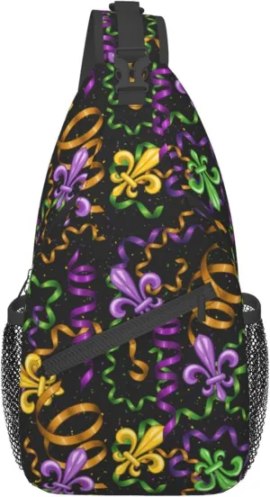 Men Women Vintage Decorations Mardi Gras Sling Bag Premium Sling Bags Shoulder Backpack Multipurpose Sling Backpack With Adjustable Strap