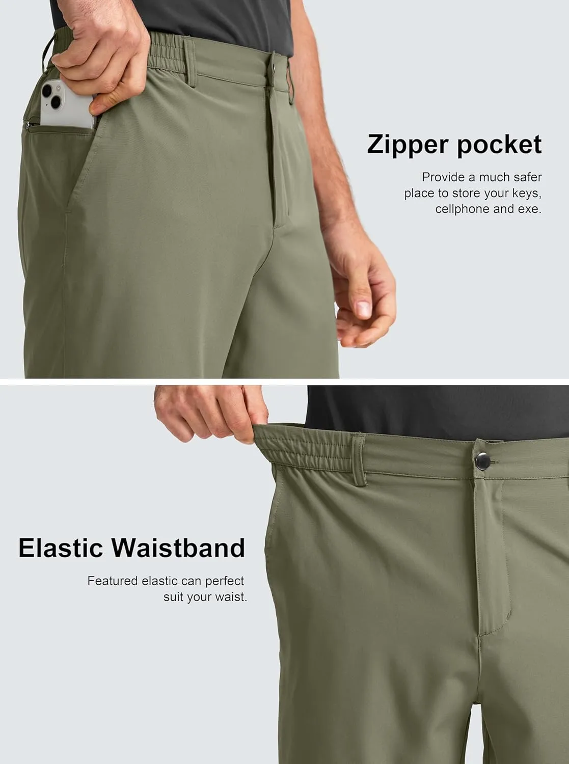 Men's Casual Shorts 7" Lightweight Golf Shorts for Men Stretch with 3 Pockets Quick Dry Breathable Work Shorts