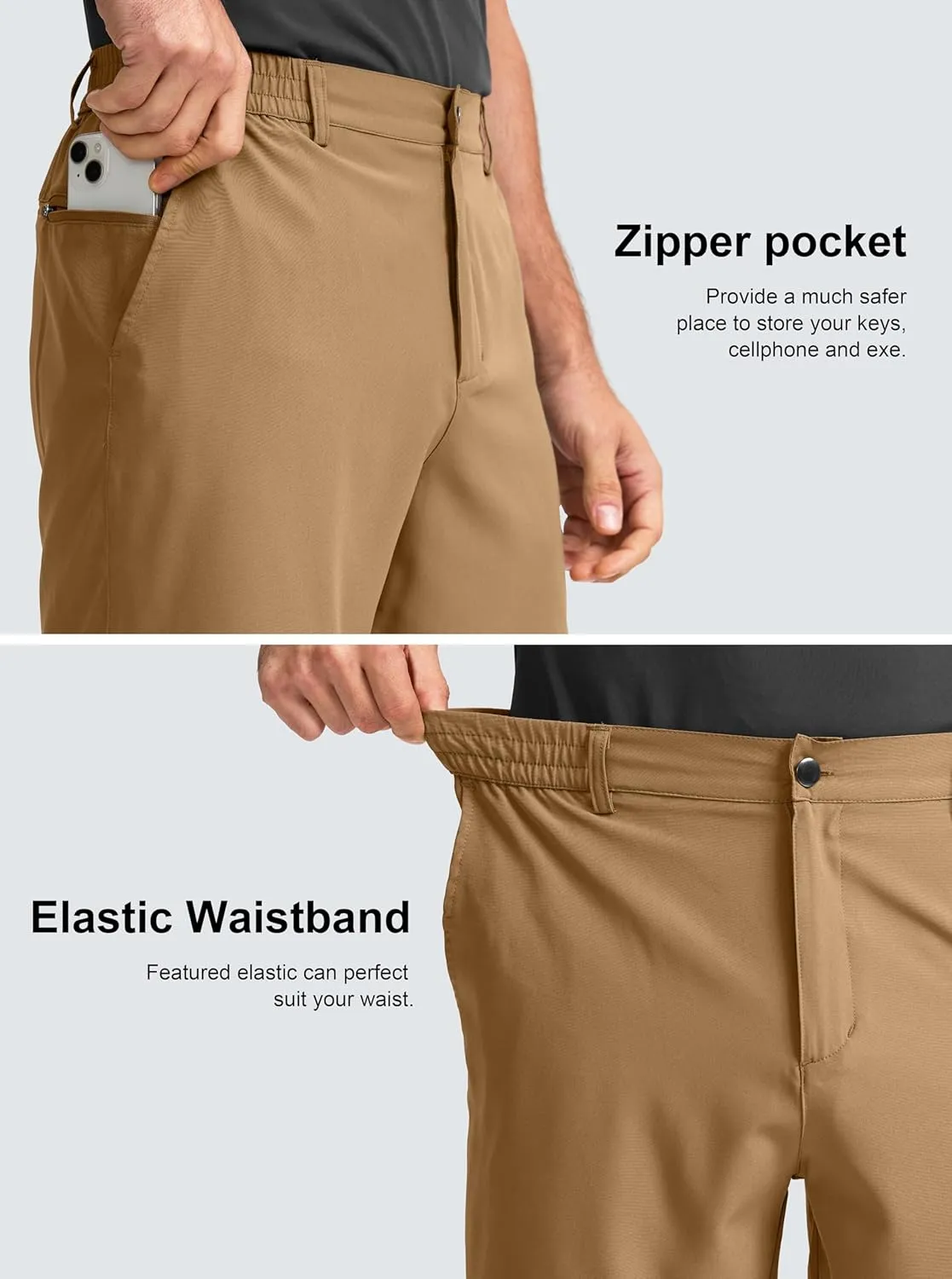 Men's Casual Shorts 7" Lightweight Golf Shorts for Men Stretch with 3 Pockets Quick Dry Breathable Work Shorts