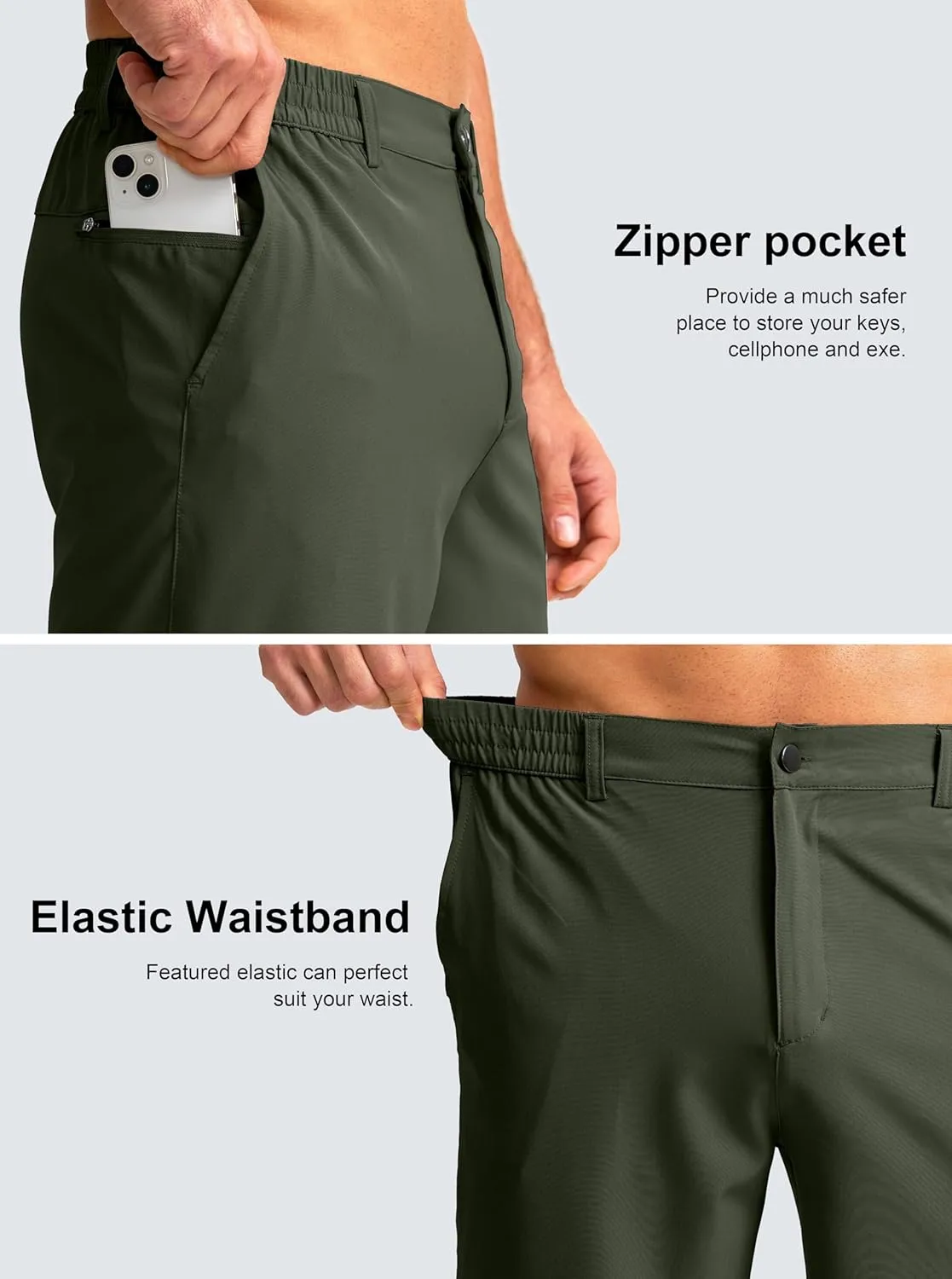 Men's Casual Shorts 7" Lightweight Golf Shorts for Men Stretch with 3 Pockets Quick Dry Breathable Work Shorts