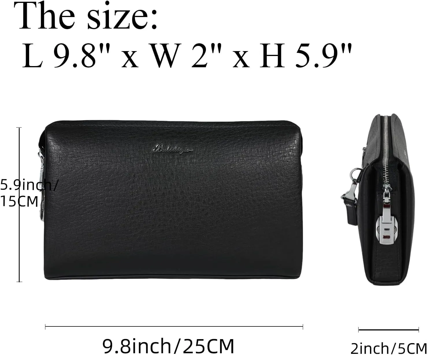 Mens Clutch Bag Leather Purse Zipper Lock Long Wallets Business Card holder