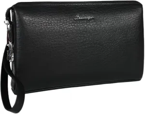 Mens Clutch Bag Leather Purse Zipper Lock Long Wallets Business Card holder