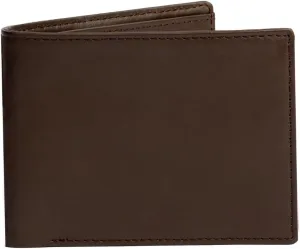 Men's Dark Brown Leather Bifold Wallet RFID Blocking Front Pocket Security Passcase Cowhide Durable Extra Capacity Billfold 6 Credit Cards with Flip-out ID Classic Handmade Gift For Him VINAM-B-03