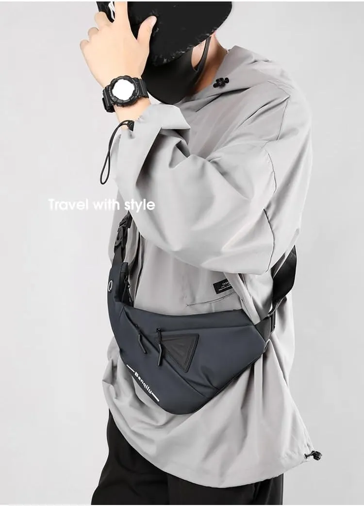 Men's Lightweight Crossbody Bag, Anti-Theft Sling Backpack for Travel, Hiking, Running & Daily Use.