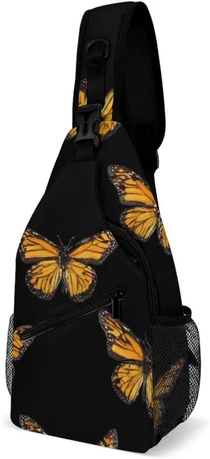 Men's Sling Backpack Packable Unbalance Shoulder Crossbody Bag Chest Pack - Butterfly Flying Art Multipurpose Anti-Theft Backpacking Bag With Adjustable Shoulder Strap