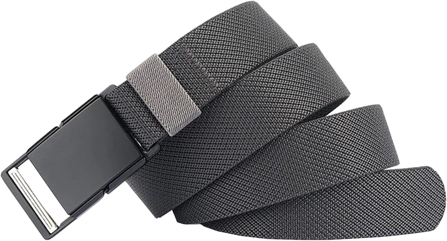 Mens Stretch Belt Quick Release Magnetic Buckle Elastic Webbing Sport Work Golf Belts for Men 1.34inch Wide