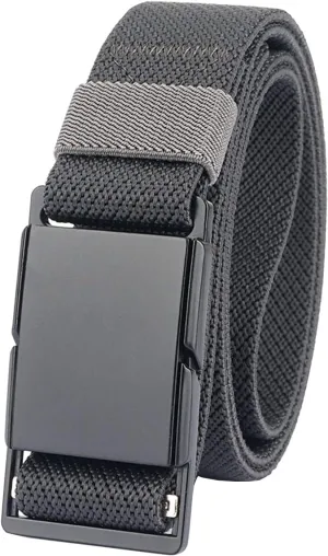 Mens Stretch Belt Quick Release Magnetic Buckle Elastic Webbing Sport Work Golf Belts for Men 1.34inch Wide