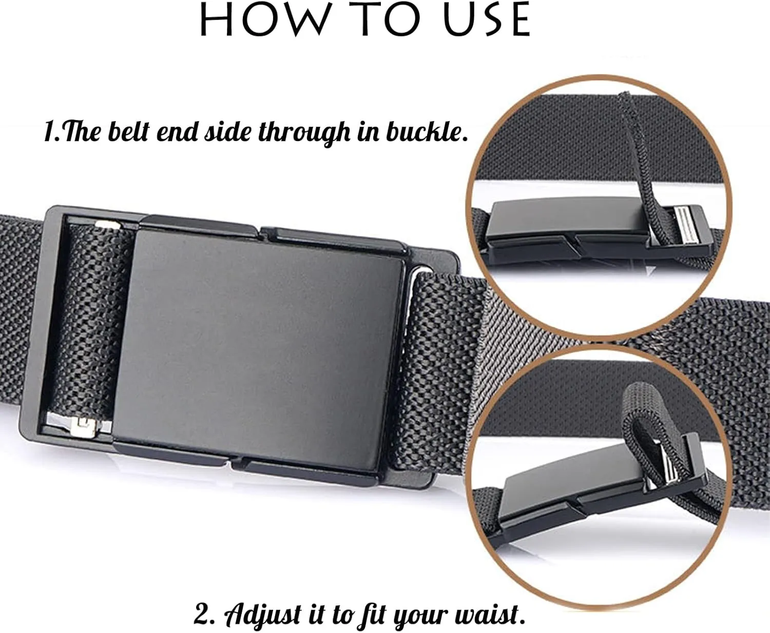 Mens Stretch Belt Quick Release Magnetic Buckle Elastic Webbing Sport Work Golf Belts for Men 1.34inch Wide