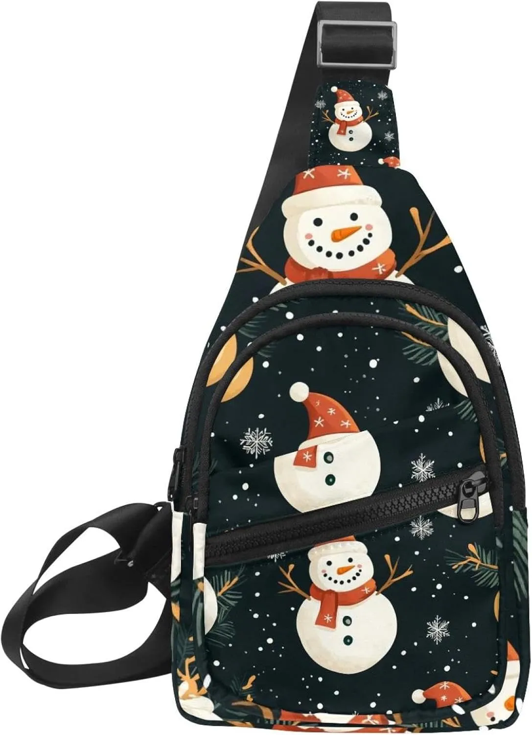Merry Christmas Snowman Crossbody Bag with Adjustable Shoulder Strap, Shoulder Bag for Men and Women Sling Backpack for Travel, Cycling, Work, Sport