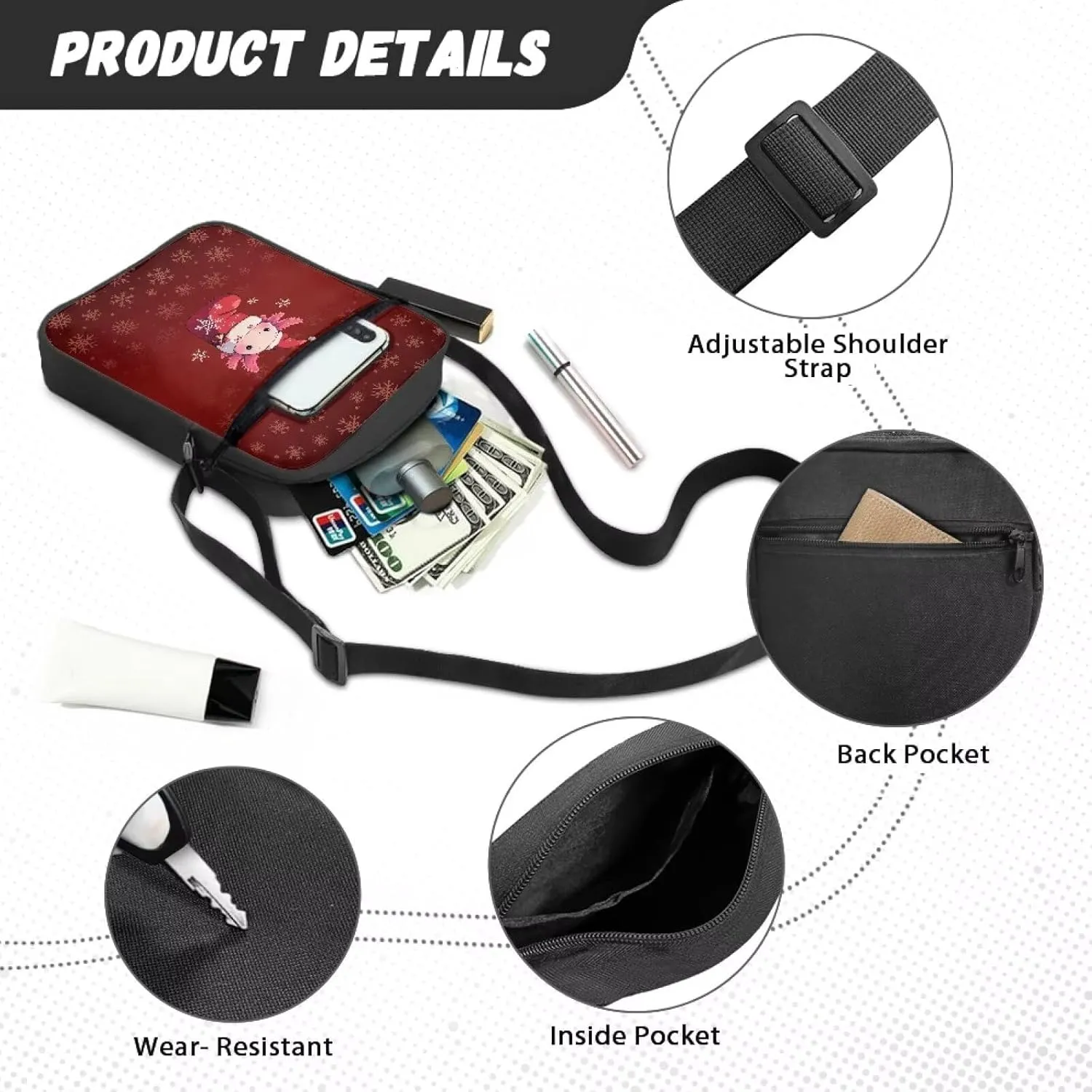 Messenger Bag for Women Crossbody Cell Phone Purse Small Shoulder Pouch for Outdoor
