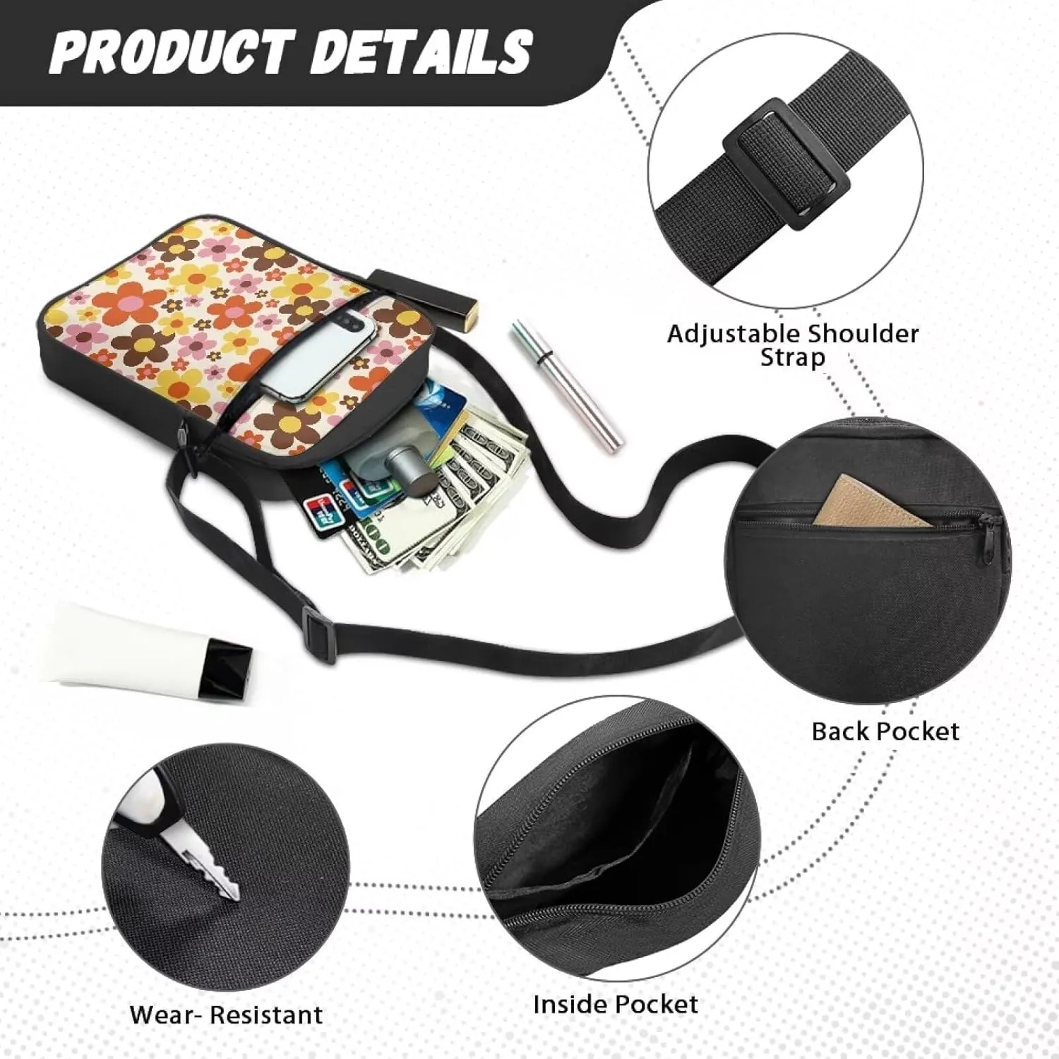 Messenger Bag for Women Crossbody Small Cell Phone Purse Wallet for Outdoors Travel